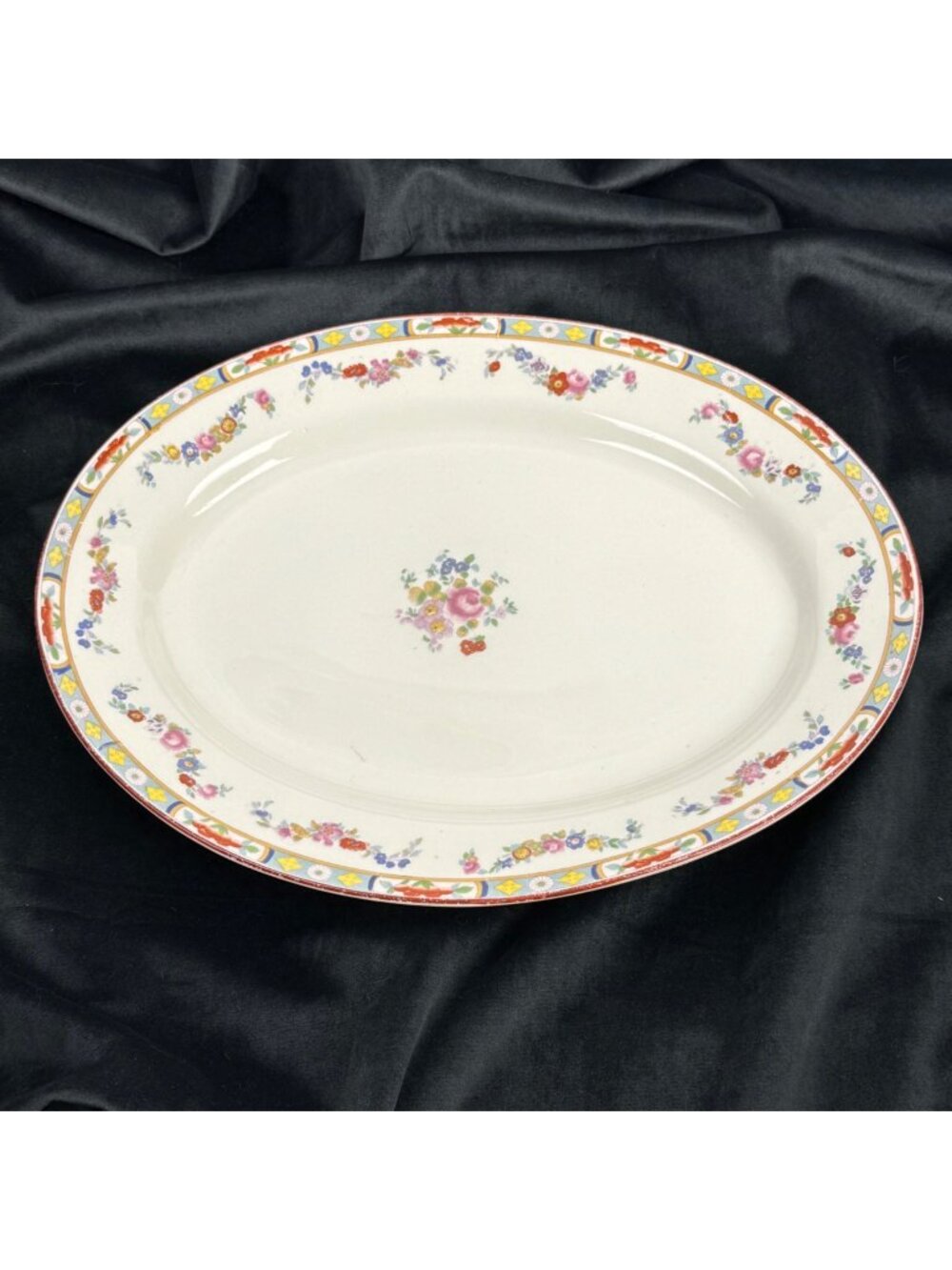 Vintage J & G Meakin 14" Sol Hanley England Oval Serving Platter Floral
